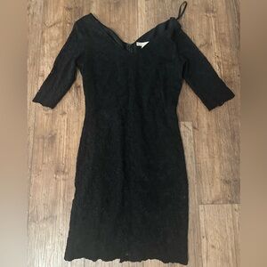 Banana Republic Black Lace V Neck Cocktail Dress Size 2 Petite